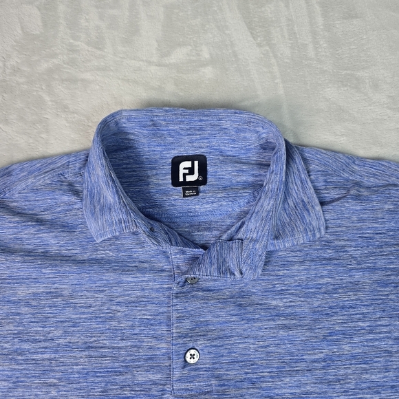 FootJoy Polo Shirt Mens Large Blue Paint Splatter Print Golf Performance Stretch - Picture 3 of 7